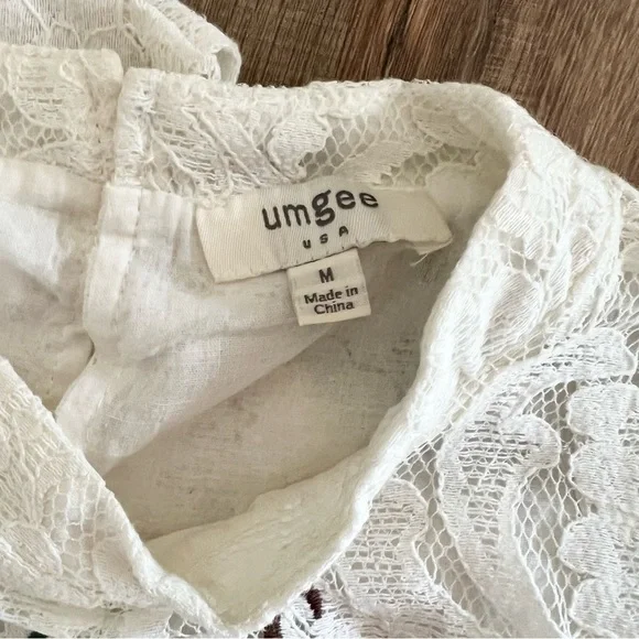 Umgee Pineapple Embroidered White Lace Mini Dress - Picture 8 of 8